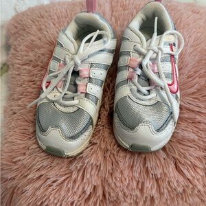 Nike Kids White, Silver & Pink Athletic Sneakers